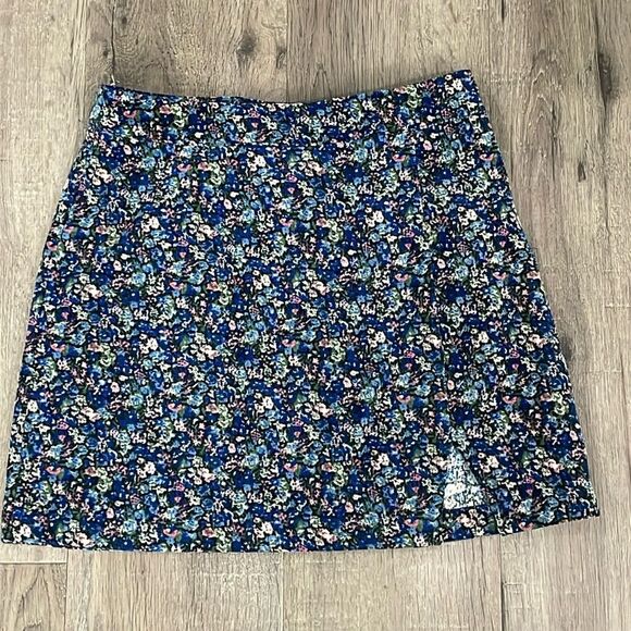 Lulus Dresses & Skirts - EUC Lulu’s Blue Floral Small Corduroy A Line Skirt with Slit Side Zip